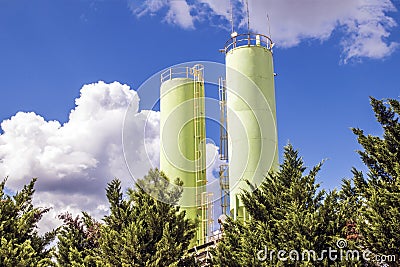 Yellow Industrial towers Editorial Stock Photo