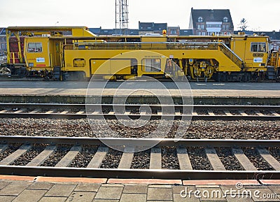 Yellow industrial train equipment Editorial Stock Photo