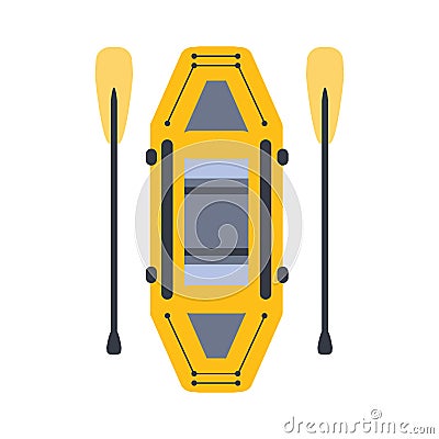 Yellow Inflatable Raft With Two Peddles, Part Of Boat And Water Sports Series Of Simple Flat Vector Illustrations Vector Illustration