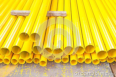 Yellow iron pipe Stock Photo