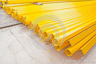 Yellow iron pipe Stock Photo