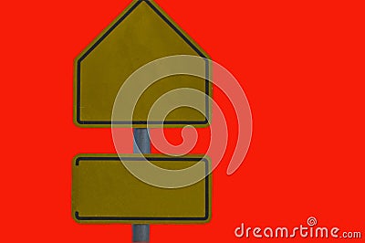 Small yellow label with red background Stock Photo