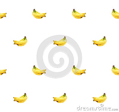Yellow bananas seamless pattern. Low poly illustration on white background Cartoon Illustration