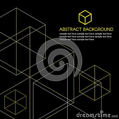 Yellow Isometric box logo and line vector on black background Vector Illustration