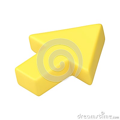 Yellow isometric cursor arrow pointer realistic 3d icon vector illustration Vector Illustration