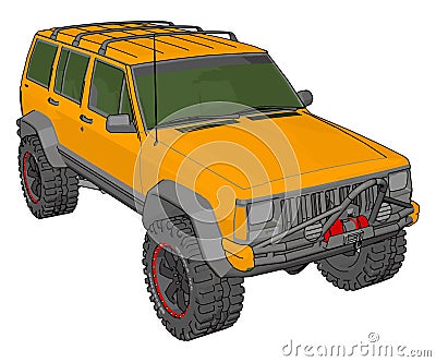 Yellow jeep cherokee, illustration, vector Vector Illustration