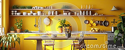 Yellow kitchen modern design inetrior Stock Photo