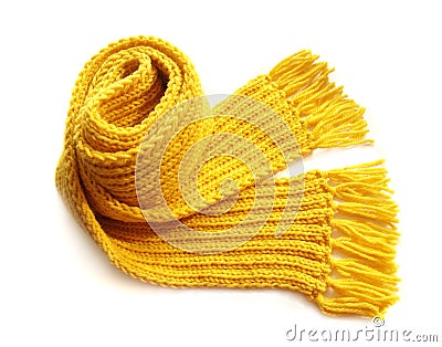 Yellow knitted scarf Stock Photo