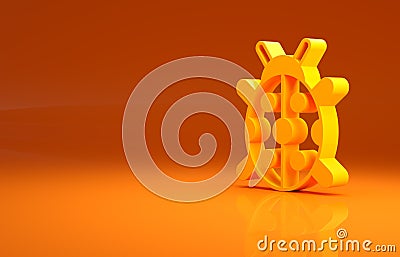 Yellow Ladybug icon isolated on orange background. Minimalism concept. 3d illustration 3D render Cartoon Illustration