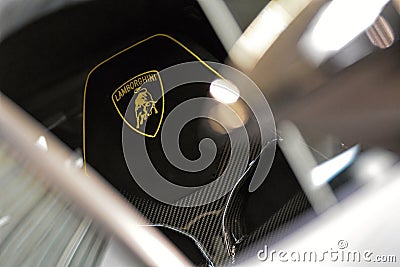 Yellow Lamborghini logo Editorial Stock Photo