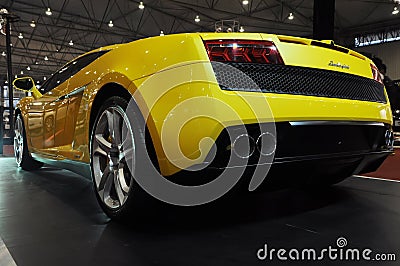 Yellow lamborghini sport car rear Editorial Stock Photo