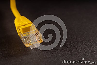 Yellow lan wire on white background Stock Photo