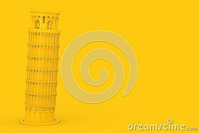 Yellow Leaning Pisa Tower. 3d Rendering Stock Photo