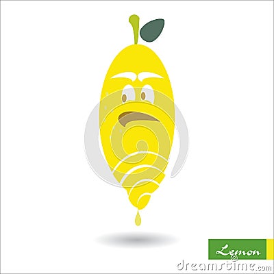 Yellow Lemon funny, comical faces Vector Illustration