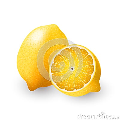 Yellow Lemon and a half of lemon, lime, fruit, transparent, Vector Vector Illustration