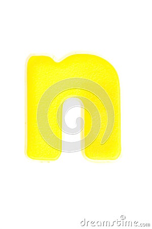 Yellow letter n Stock Photo