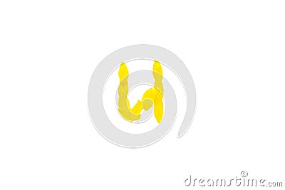 Yellow letter U from sunflower petals fonts, alphabet element, beauty decorative font isolate of a white background Stock Photo