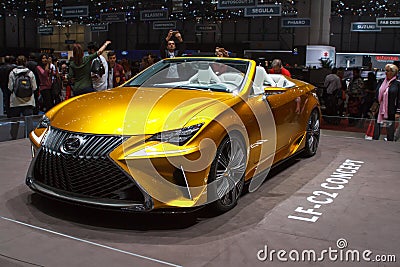 Yellow Lexus LF-C2 Concept Geneva Motor Show 2015 Editorial Stock Photo