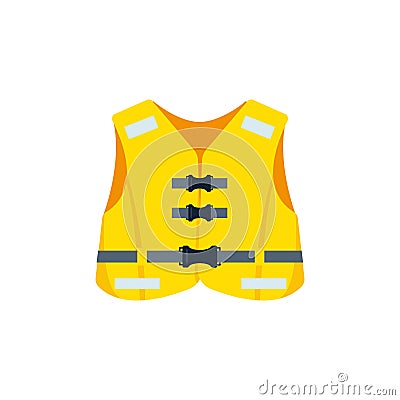 Yellow life jacket isolated on white background. Vector Illustration