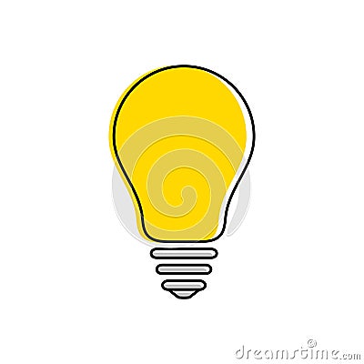 Yellow light bulb icon idea and creativity symbol. Vector illustration. Vector Illustration