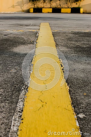 Yellow line parking above the building Stock Photo