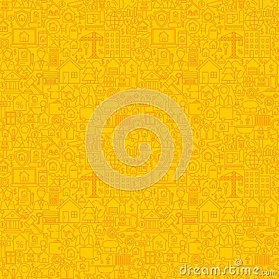 Yellow Line Real Estate Seamless Pattern Vector Illustration