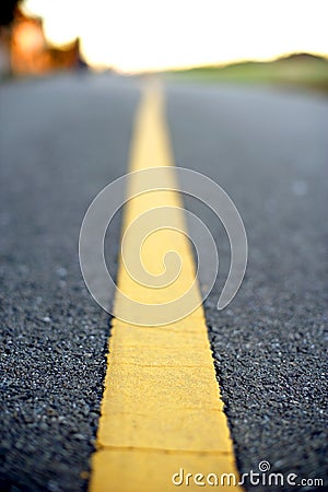 Yellow line in road Stock Photo