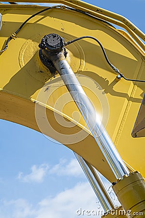 Yellow loaders hydraulic system Stock Photo