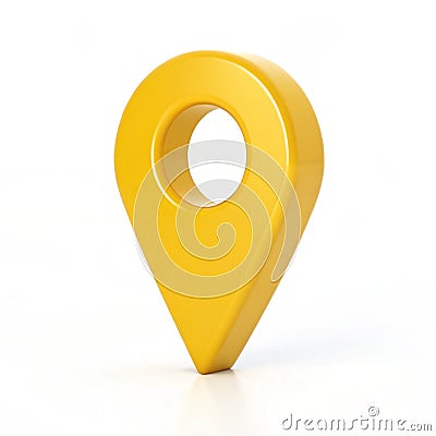 Yellow location 3D icon of GPS pointer or navigation marker Stock Photo