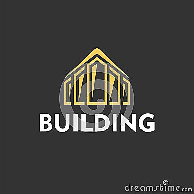 Yellow Logo for building company on black background. Vector Vector Illustration