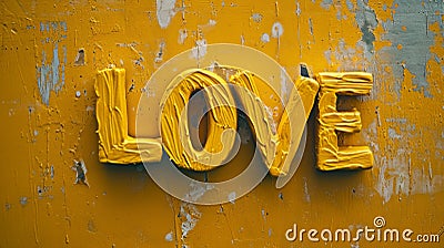 Yellow Love concept creative horizontal art poster. Stock Photo
