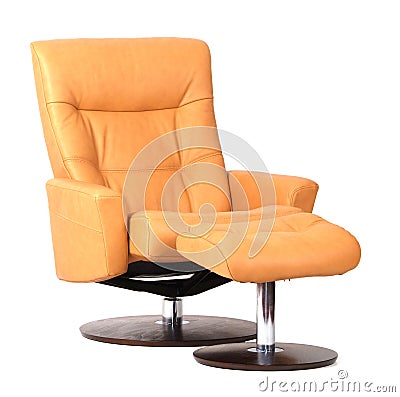 Yellow luxury leather recliner Stock Photo
