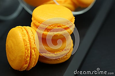 Yellow Macaron Close up Stock Photo