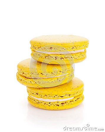 Yellow macaron cookies Stock Photo