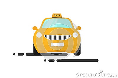 Yellow machine, front view. Car Vector Illustration