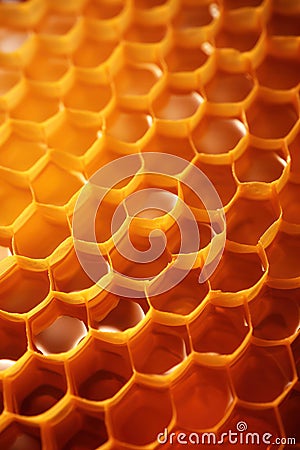 Honeycomb pattern hexagon beehive shape sweet texture honeyed yellow background bee comb wax Stock Photo