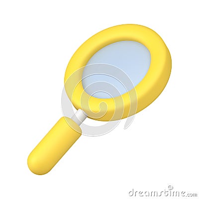 Yellow magnifying glass 3d icon vector illustration. Cartoon Illustration