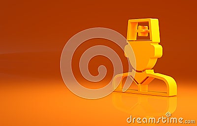 Yellow Male doctor icon isolated on orange background. Minimalism concept. 3d illustration 3D render Cartoon Illustration