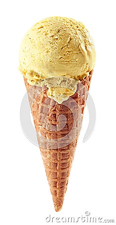 Mango ice cream with cone Stock Photo