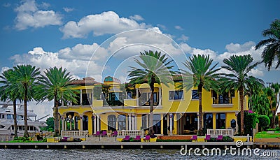 Yellow Mansion in Fort Lauderdale Editorial Stock Photo