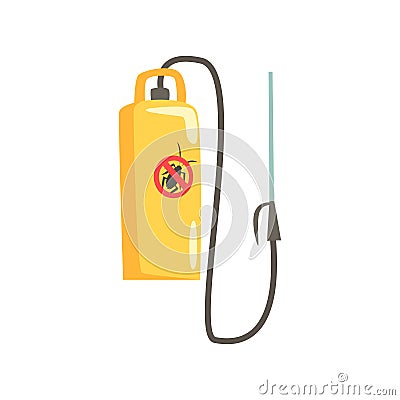 Yellow manual sprayer for extermination of insects, pest control service cartoon vector illustration Vector Illustration