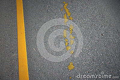 yellow map of maldives country on asphalt road near yellow line Stock Photo