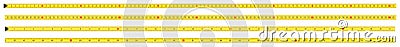 Yellow Measure Tape. Centimeter and Inch. Dual Scale. Ruler measuring tapes. Vector long tape set for measure, inches and metric m Vector Illustration