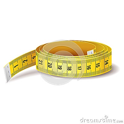 Yellow measure tape icon isolated on white background Vector Illustration
