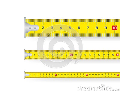 Yellow measure tape. Ruler. An instrument for measuring length. Vector stock illustration Vector Illustration