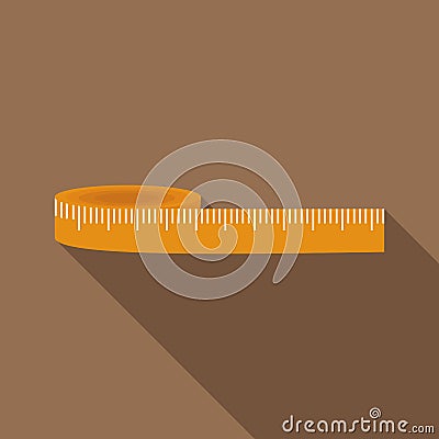 Yellow measuring tape icon, flat style Vector Illustration