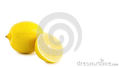 Yellow medical lemon isolated on a white background, health food. copy space, template. Stock Photo