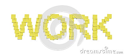 Yellow memo notes illustrating WORK and including clipping path Cartoon Illustration