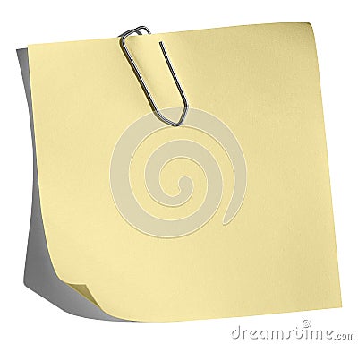 Yellow Memo paper clip Stock Photo