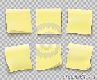 Yellow memo paper on transparent Vector Illustration